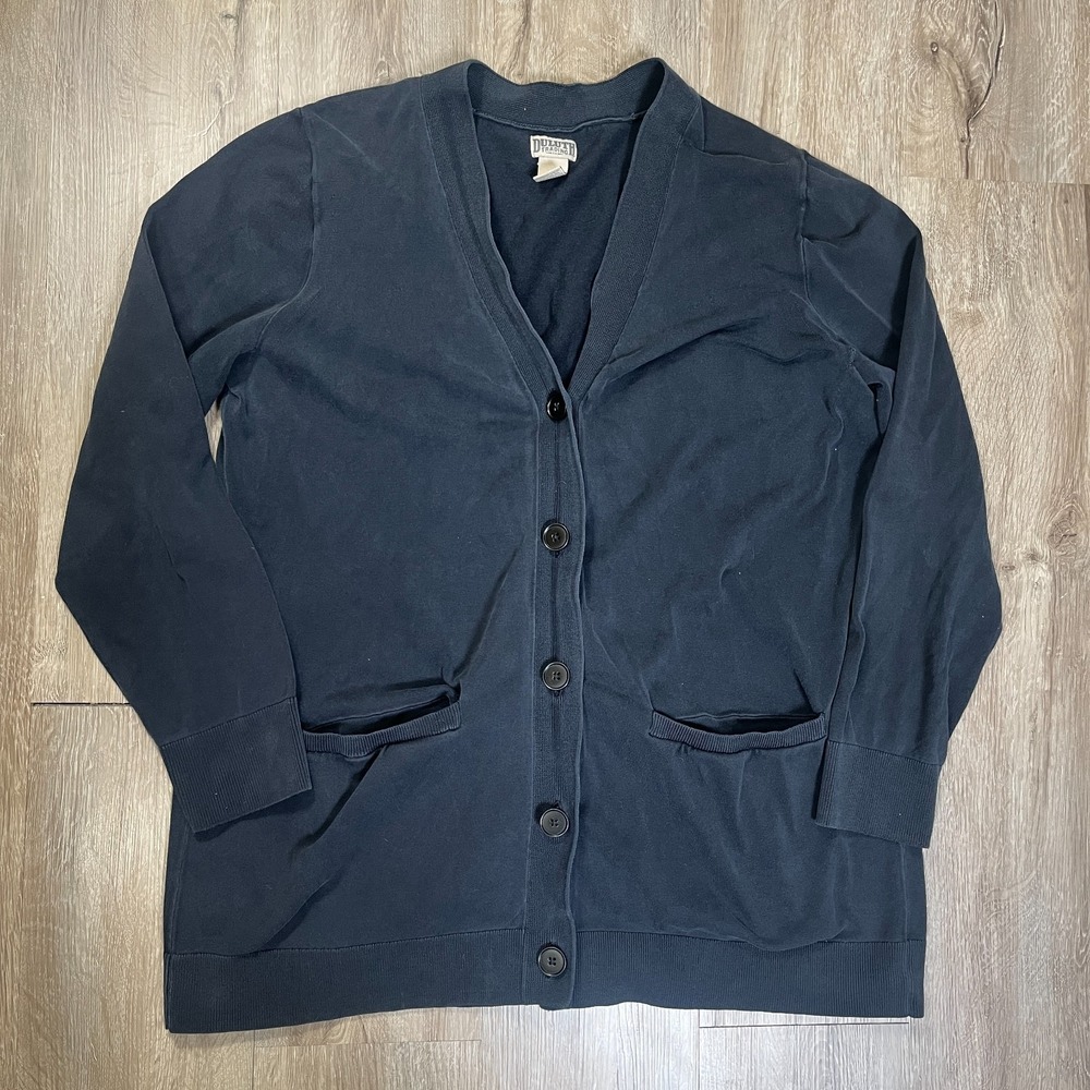 Duluth Trading Co Women Shiftless Cardigan Sweater XL Black Cotton Blend 71773